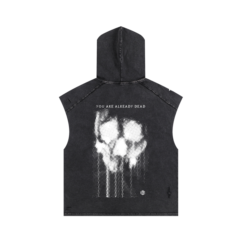 Oversized gym tank,Hooded workout top,Boxy fit tank,Streetwear gymwear,Washed sleeveless hoodie,Grunge fitness top,Minimalist gym tank,Premium cotton tank,Pump cover tank,Raw streetwear