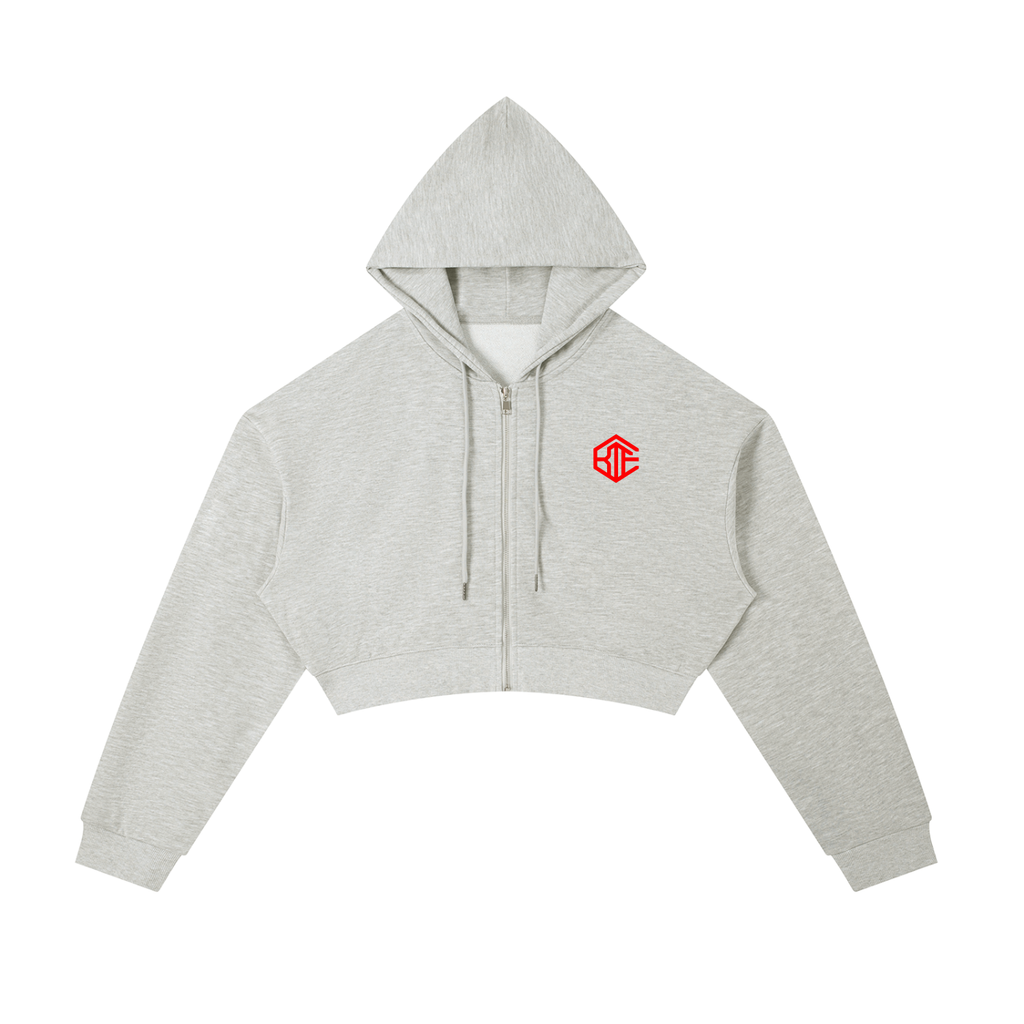 KTE - Women's "FIRE" Cropped Zip-Up Hoodie