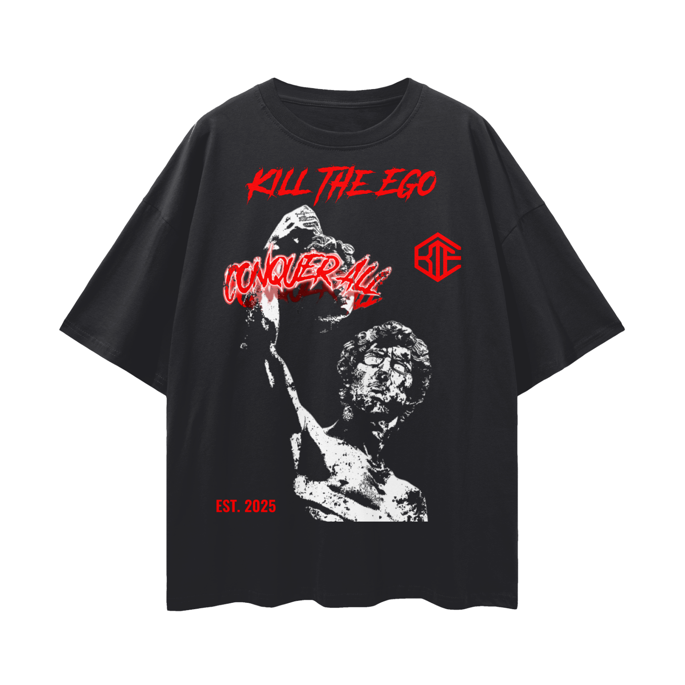 KTE - “CONQUER” Essential Streetwear Drop Shoulder T-Shirt