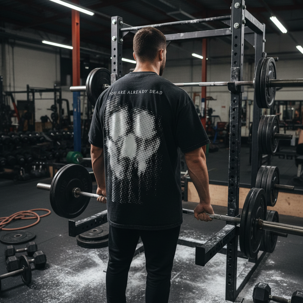 Gritty Gym Mockup - Ashes in the Mirror Back Design