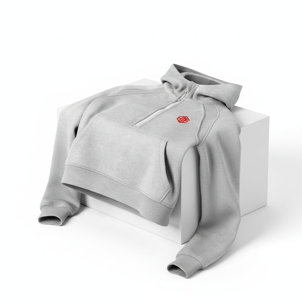 Women's Cropped Half-Zip Hoodie Mockup v2