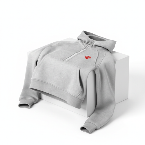 Women's Cropped Half-Zip Hoodie Mockup v2